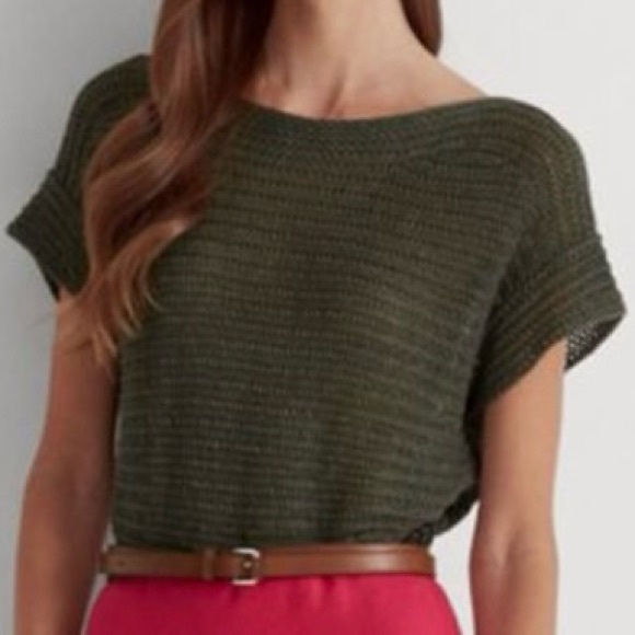 Lauren Ralph Lauren Black Label Linen‎ Chunky Open Knit Stripe Boat Neck Sweater - Picture 3 of 9